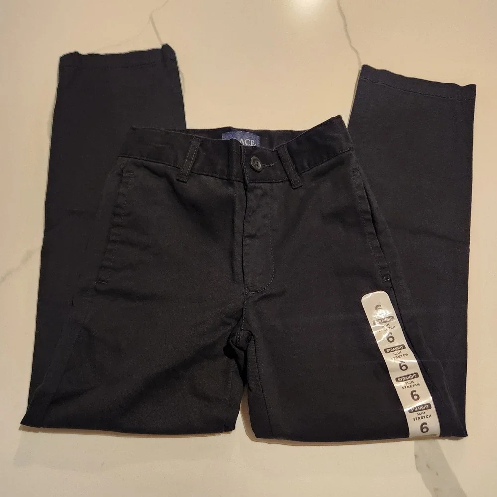 The Childrens Place Black‎ Slim Straight Stretch Pants Kids Size 6 NWT